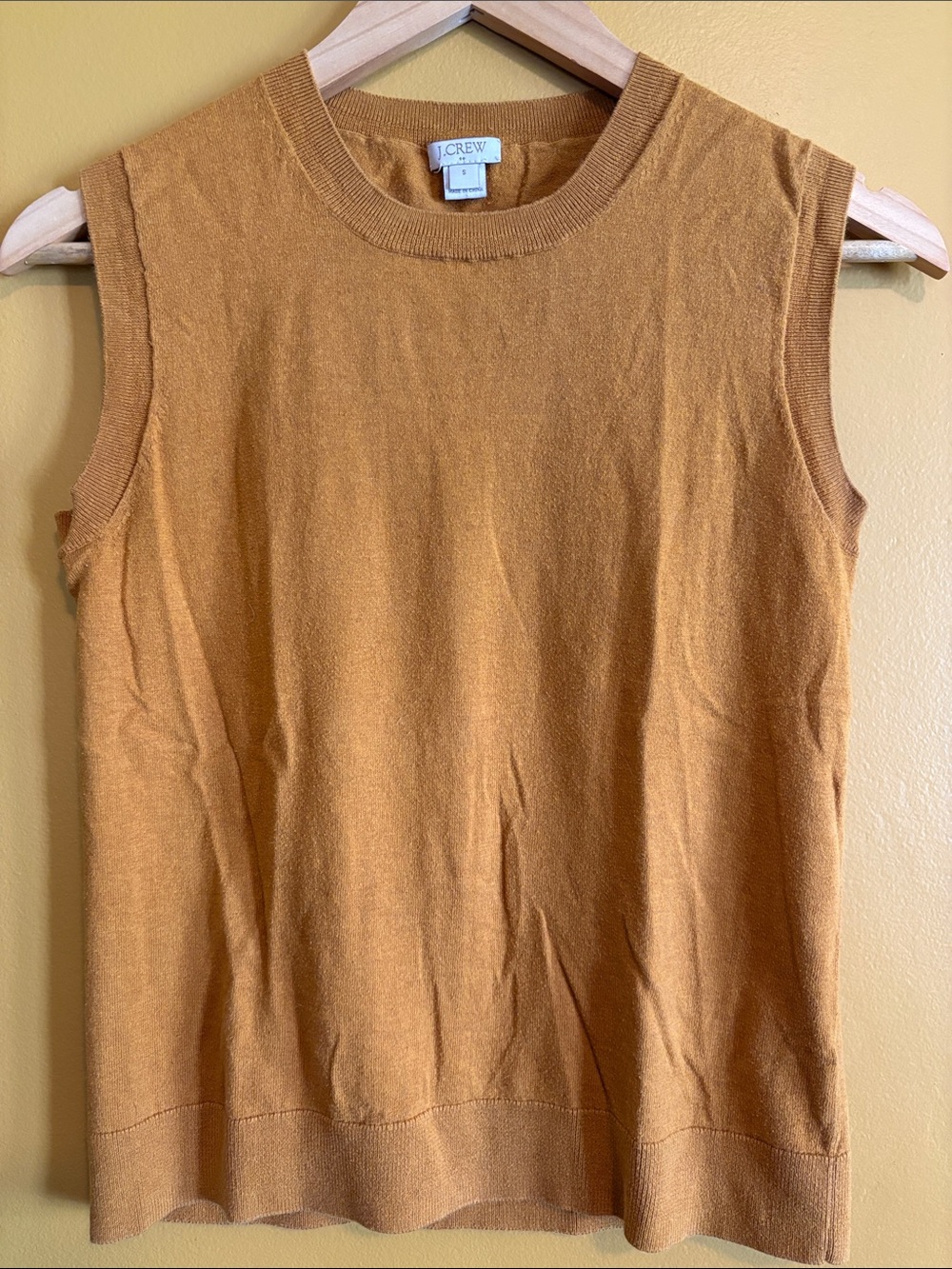 J. Crew Sleeveless Cotton Knit Tank Warm Mustard